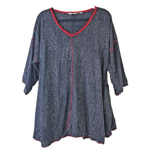 Lyng‎ Small Womens Tunic Top Rayon Art To Wear Black White Lagenlook Bohemian